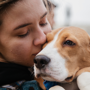 girl with dog